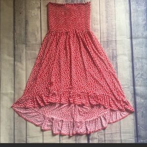 Red and white polka dot dress